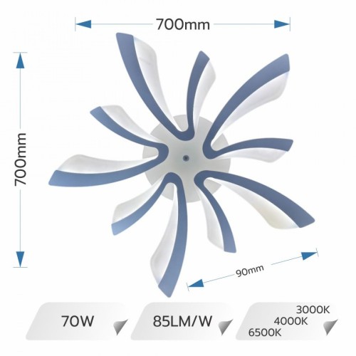 LUSTRA LED 70W CU 10 BRATE 3 CULORI+IR 700x90mm