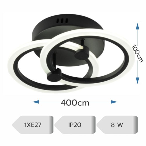 LUSTRA LED CERCURI 35W CU 2 BRATE 3 CULORI+IR 400mm x 100mm
