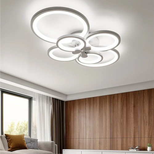 LUSTRA LED CERCURI 100W CU 6 BRATE 3 CULORI+IR 830mm x 140mm