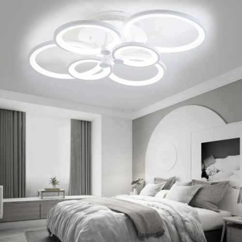 LUSTRA LED CERCURI 100W CU 6 BRATE 3 CULORI+IR 830mm x 140mm