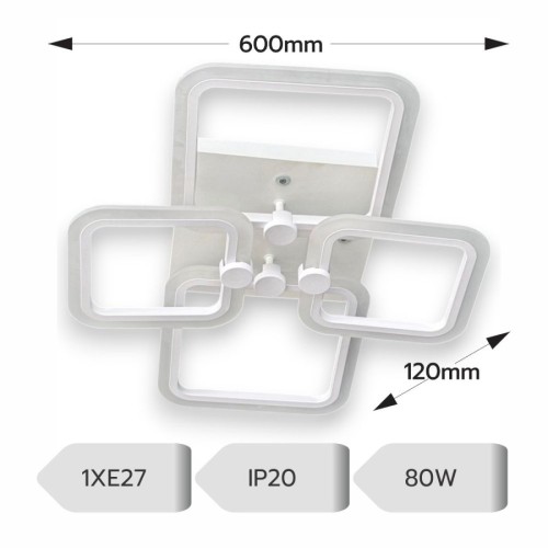 LUSTRA LED PATRATE 80W CU 4 BRATE 3 CULORI+IR 600x120mm