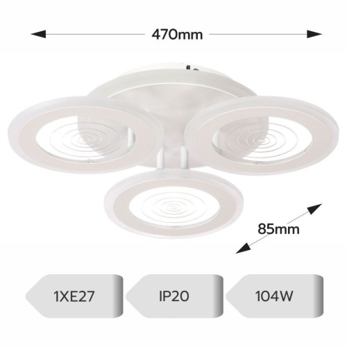 LUSTRA LED CERCURI 70W CU 3 BRATE 3 CULORI+IR 470x85mm