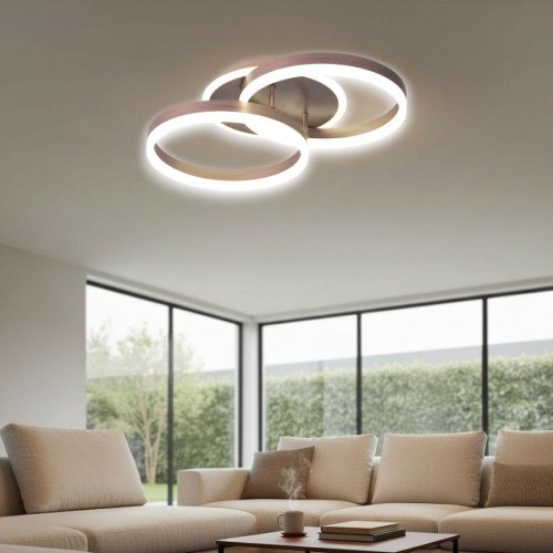 Lustra Led Cafeniu Dione 64w/3800lm 3000k/4000k/6500k cu Telecomanda 300+300mm